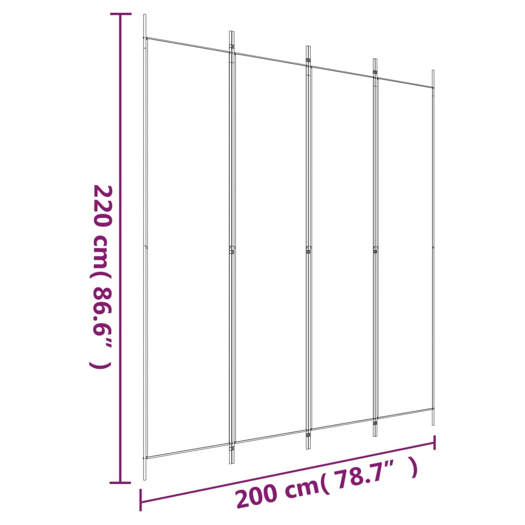 vidaXL Διαχωριστικό Δωματίου με 4 Πάνελ Λευκό 200 x 220 εκ. Υφασμάτινο