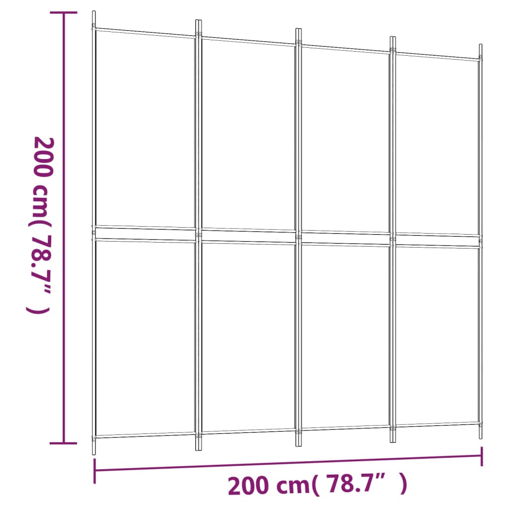 vidaXL Διαχωριστικό Δωματίου με 4 Πάνελ Μαύρο 200x200 εκ. από Ύφασμα
