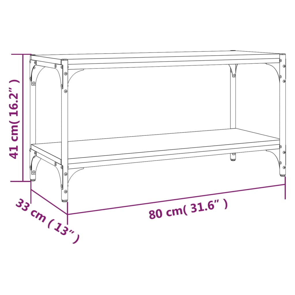 vidaXL Έπιπλο Τηλεόρασης Γκρι Sonoma 80x33x41 εκ. Επεξ. Ξύλο & Ατσάλι