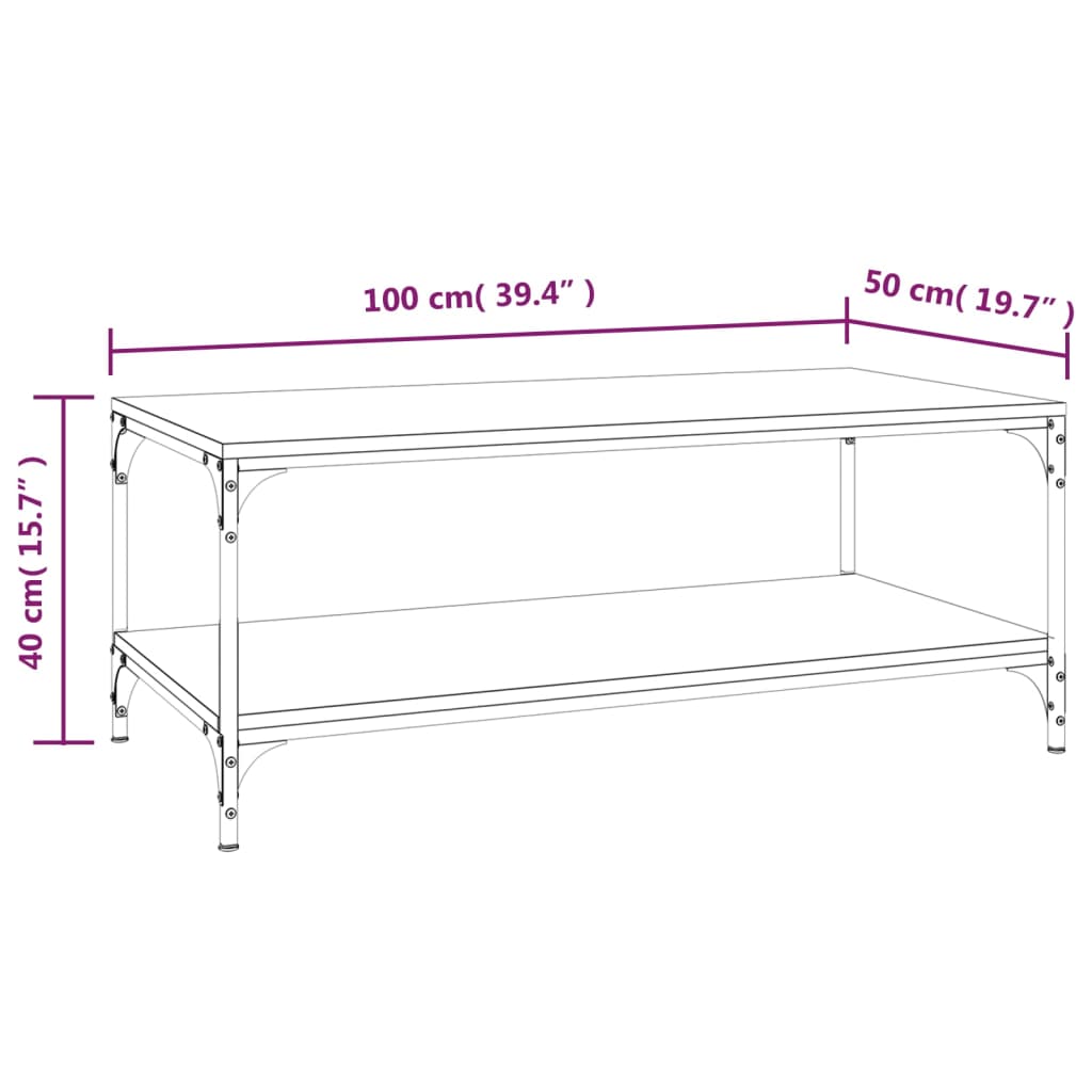 vidaXL Τραπεζάκι Σαλονιού Καπνιστή Δρυς 100x50x40 εκ. Επεξεργ. Ξύλο