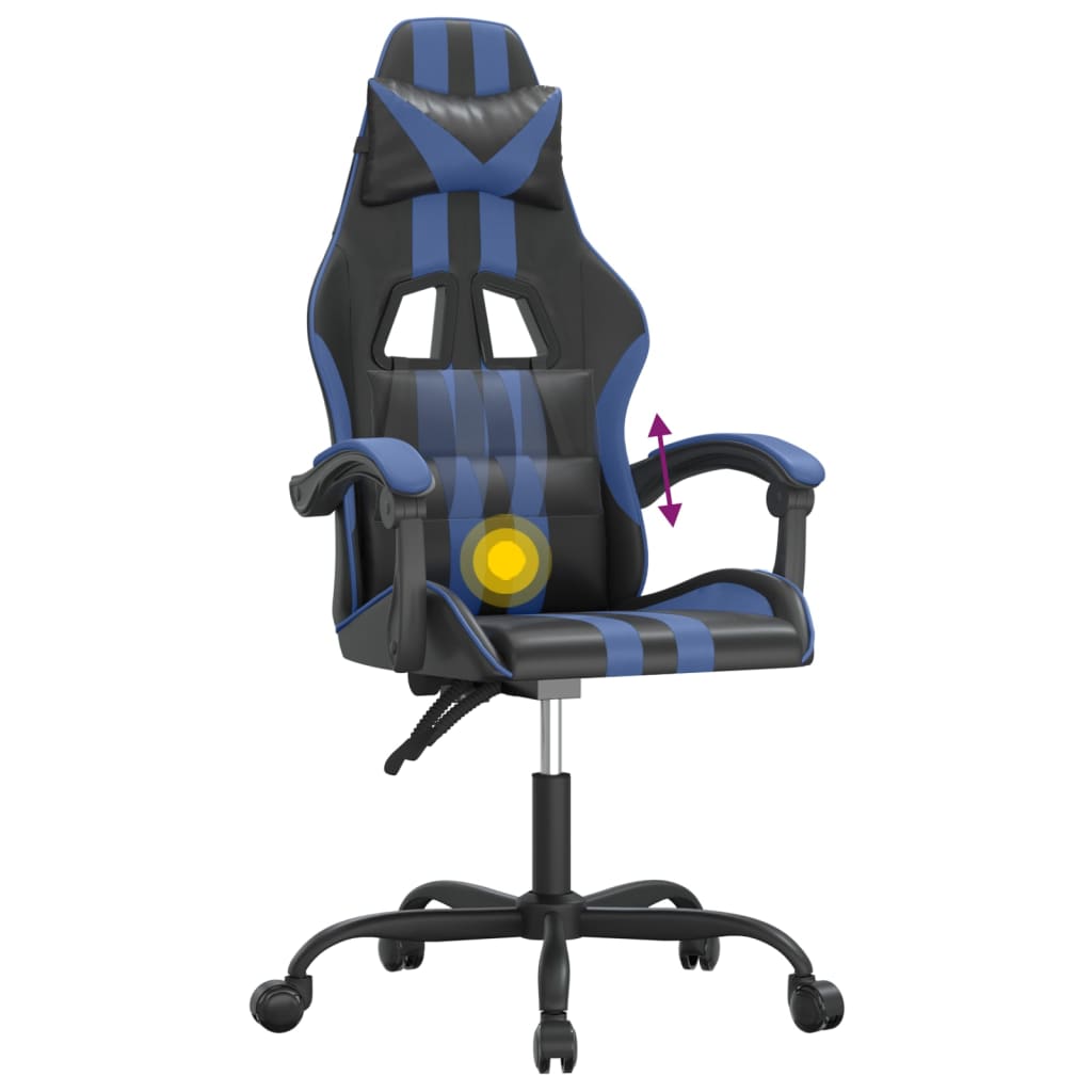 vidaXL Καρέκλα Gaming Περιστρεφόμενη Μαύρη & Μπλε από Συνθετικό Δέρμα