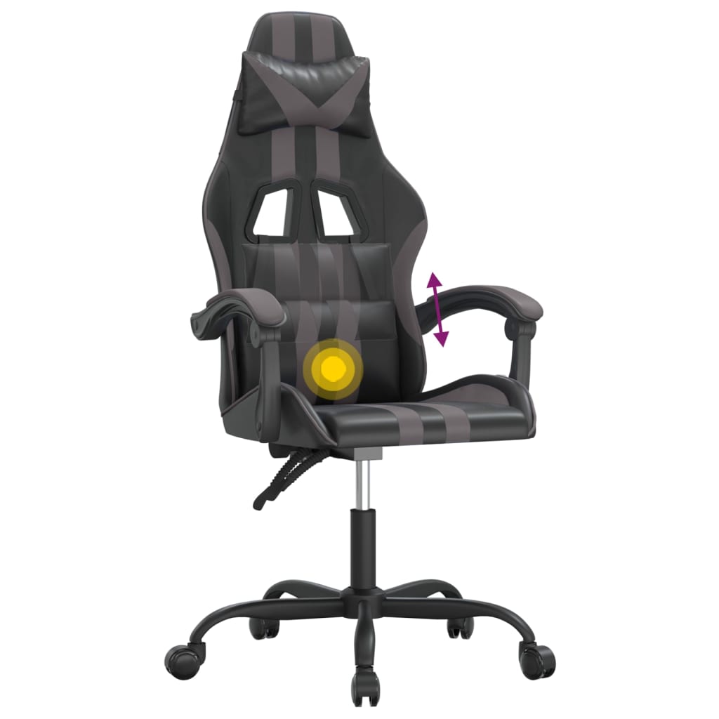 vidaXL Καρέκλα Gaming Περιστρεφόμενη Μαύρη/Γκρι από Συνθετικό Δέρμα