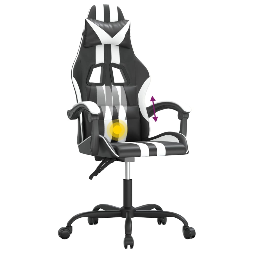 vidaXL Καρέκλα Gaming Περιστρεφόμενη Μαύρη/Λευκή από Συνθετικό Δέρμα
