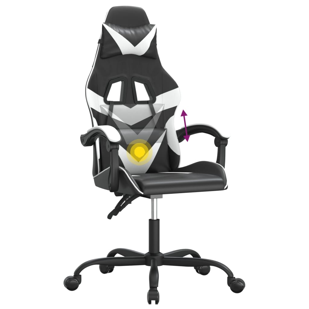 vidaXL Καρέκλα Gaming Περιστρεφόμενη Μαύρη/Λευκή από Συνθετικό Δέρμα