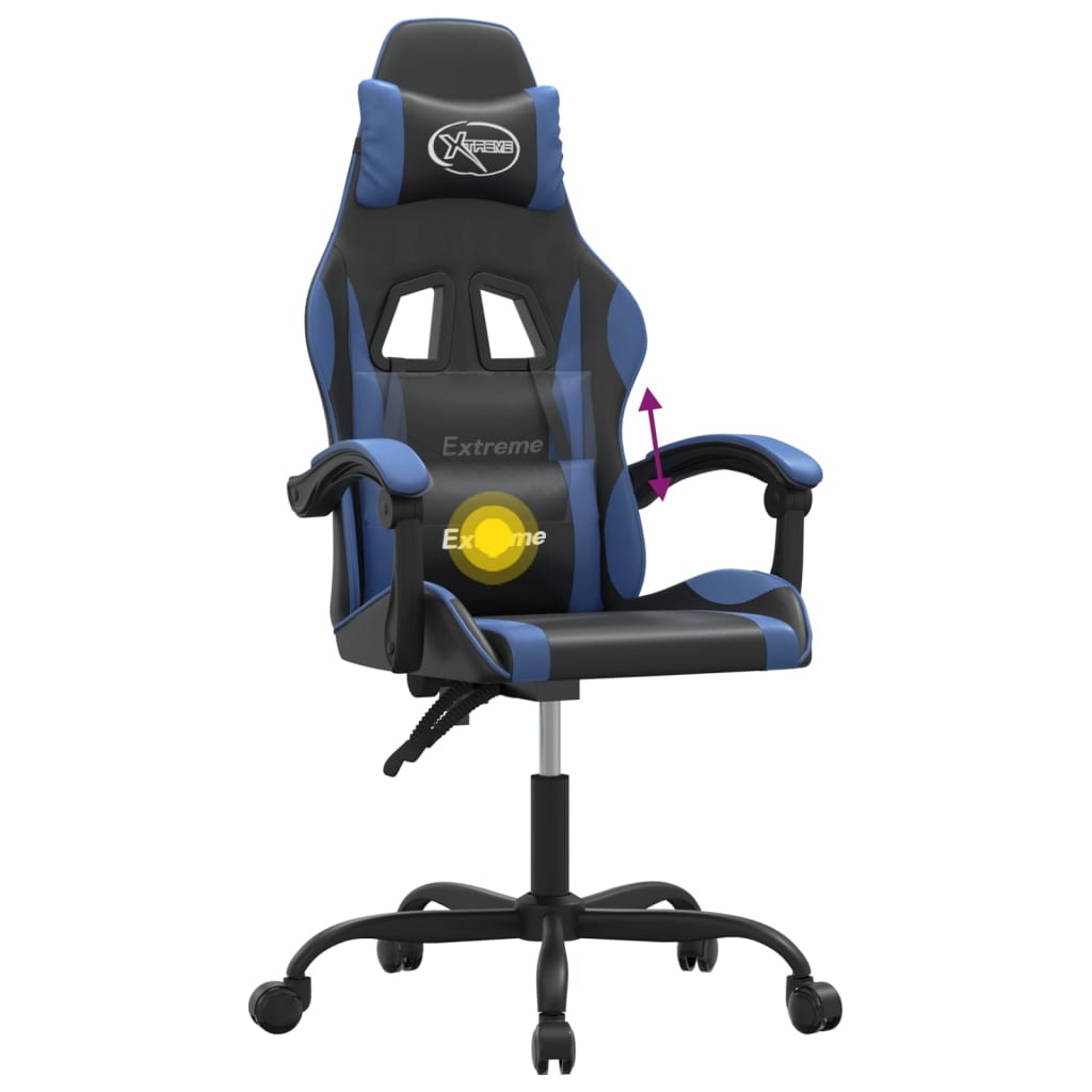 vidaXL Καρέκλα Gaming Περιστρεφόμενη Μαύρη & Μπλε από Συνθετικό Δέρμα