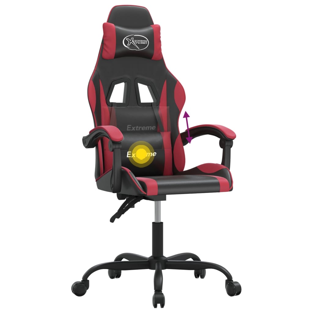 vidaXL Καρέκλα Gaming Περιστρεφόμενη Μαύρη/Μπορντό από Συνθετικό Δέρμα