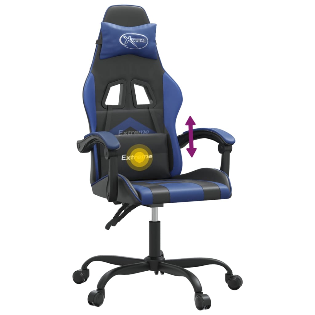 vidaXL Καρέκλα Gaming Περιστρεφόμενη Μαύρη & Μπλε από Συνθετικό Δέρμα