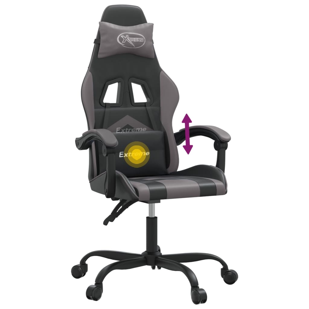 vidaXL Καρέκλα Gaming Περιστρεφόμενη Μαύρη/Γκρι από Συνθετικό Δέρμα