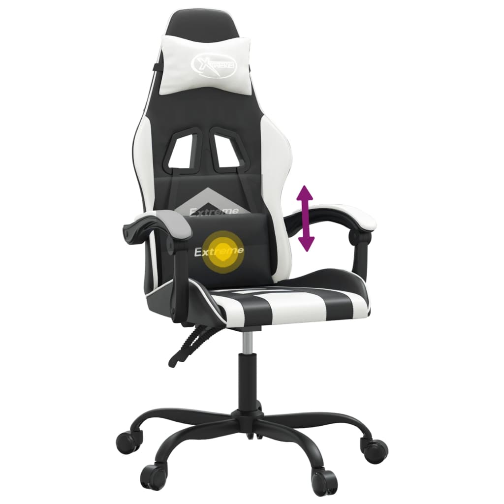 vidaXL Καρέκλα Gaming Περιστρεφόμενη Μαύρη/Λευκή από Συνθετικό Δέρμα