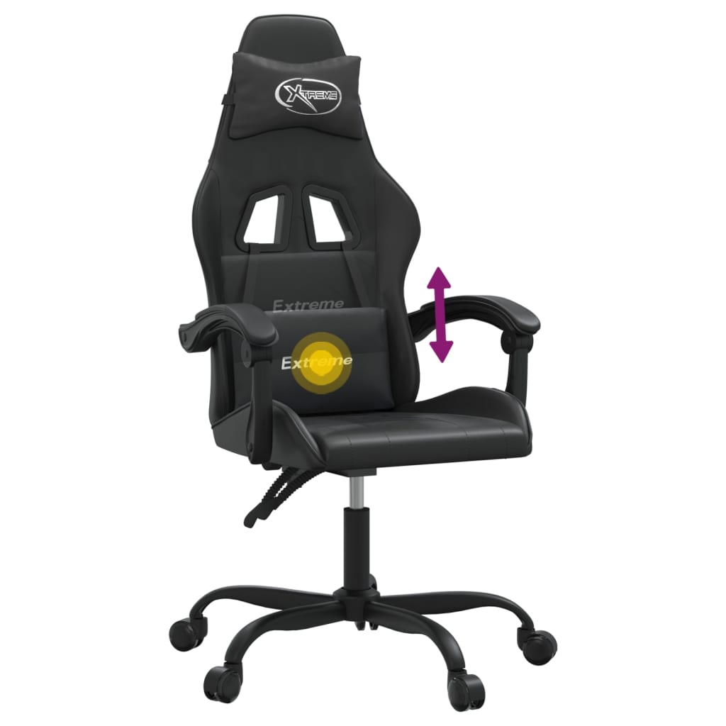 vidaXL Καρέκλα Gaming Περιστρεφόμενη Μαύρη από Συνθετικό Δέρμα