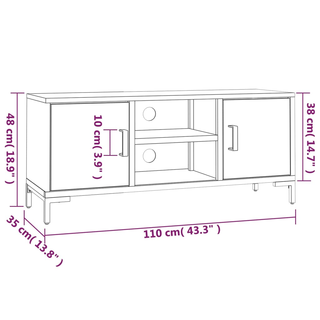 vidaXL Έπιπλο Τηλεόρασης Καφέ 110 x 35 x 48 εκ. από Μασίφ Ξύλο Πεύκου