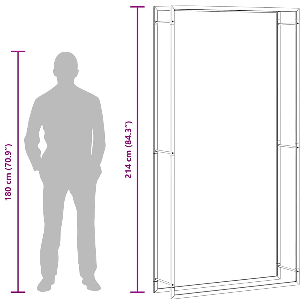vidaXL Ραφιέρα Καυσόξυλων Ματ Μαύρο 110x28x214 εκ. Ατσάλι