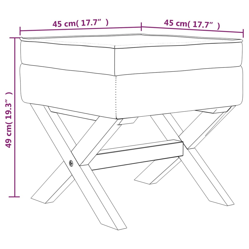 vidaXL Σκαμπό Αποθήκευσης Σκούρο Γκρι 45 x 45 x 49 εκ. Βελούδινο