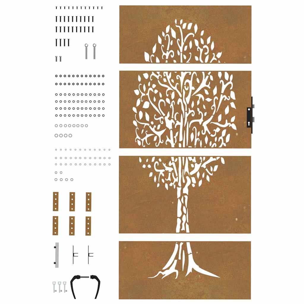vidaXL Πύλη Κήπου με Σχέδιο Δέντρο 85 x 200 εκ. από Ατσάλι Corten