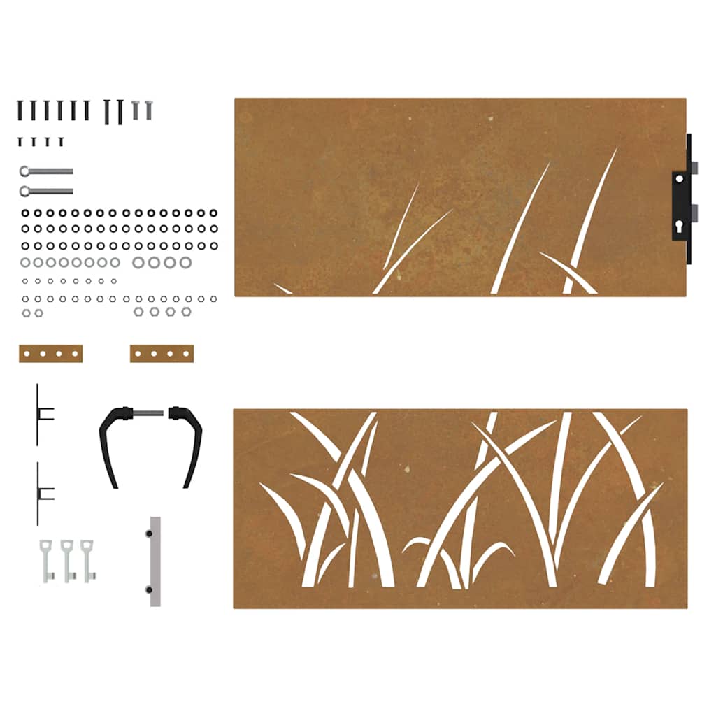 vidaXL Πύλη Κήπου με Σχέδιο Γρασίδι 85 x 100 εκ. από Ατσάλι Corten