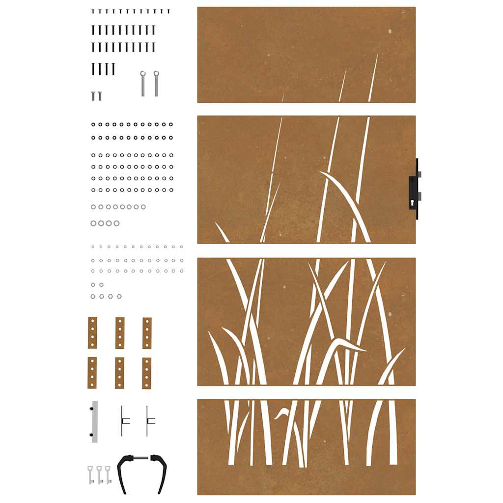 vidaXL Πύλη Κήπου με Σχέδιο Γρασίδι 85 x 200 εκ. από Ατσάλι Corten