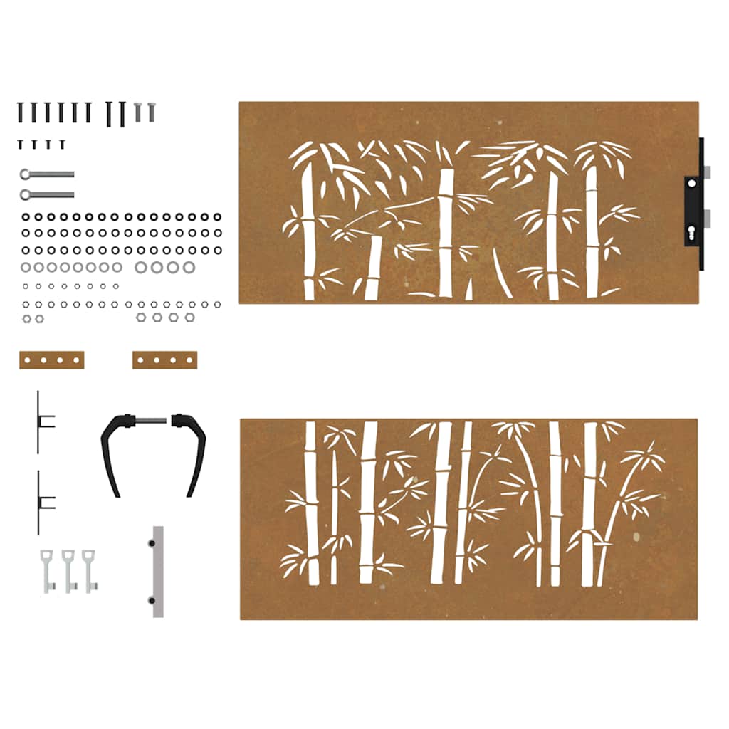 vidaXL Πύλη Κήπου με Σχέδιο Μπαμπού 85 x 100 εκ. από Ατσάλι Corten