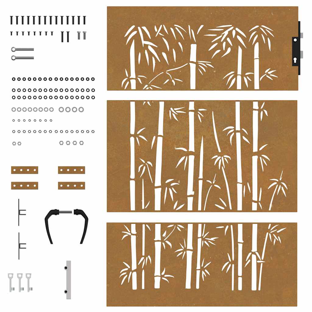 vidaXL Πύλη Κήπου με Σχέδιο Μπαμπού 85 x 125 εκ. από Ατσάλι Corten
