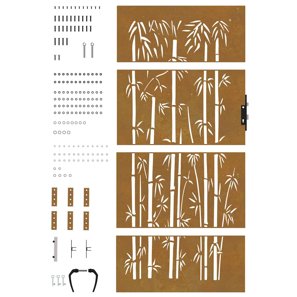 vidaXL Πύλη Κήπου με Σχέδιο Μπαμπού 85 x 175 εκ. από Ατσάλι Corten