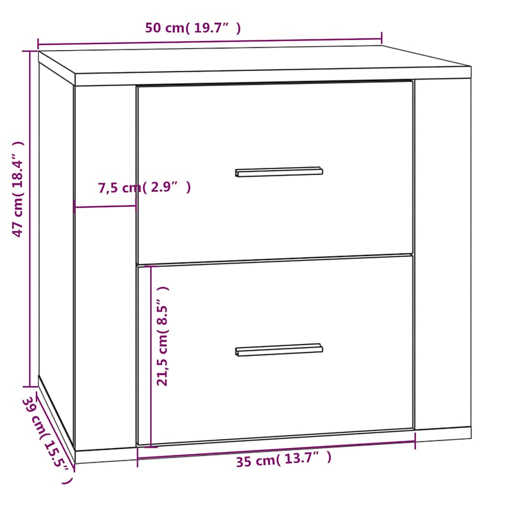 vidaXL Κομοδίνο Καπνιστή Δρυς 50 x 39 x 47 εκ.