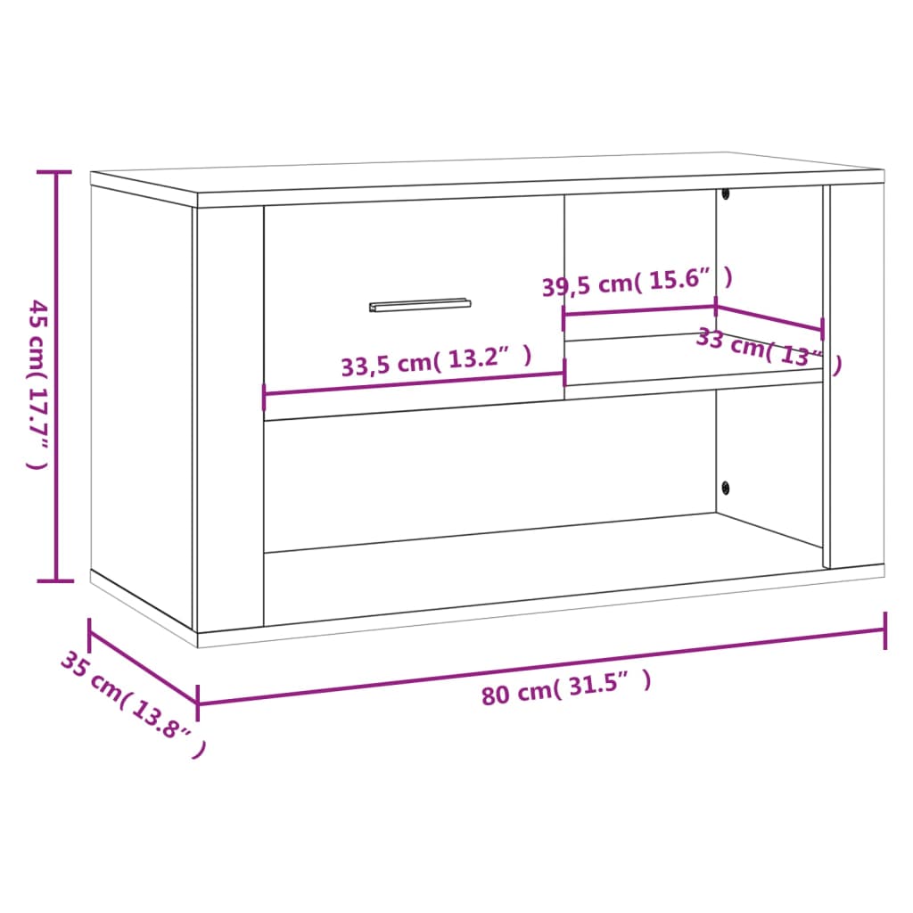 vidaXL Παπουτσοθήκη Λευκή 80 x 35 x 45 εκ. από Επεξεργασμένο Ξύλο