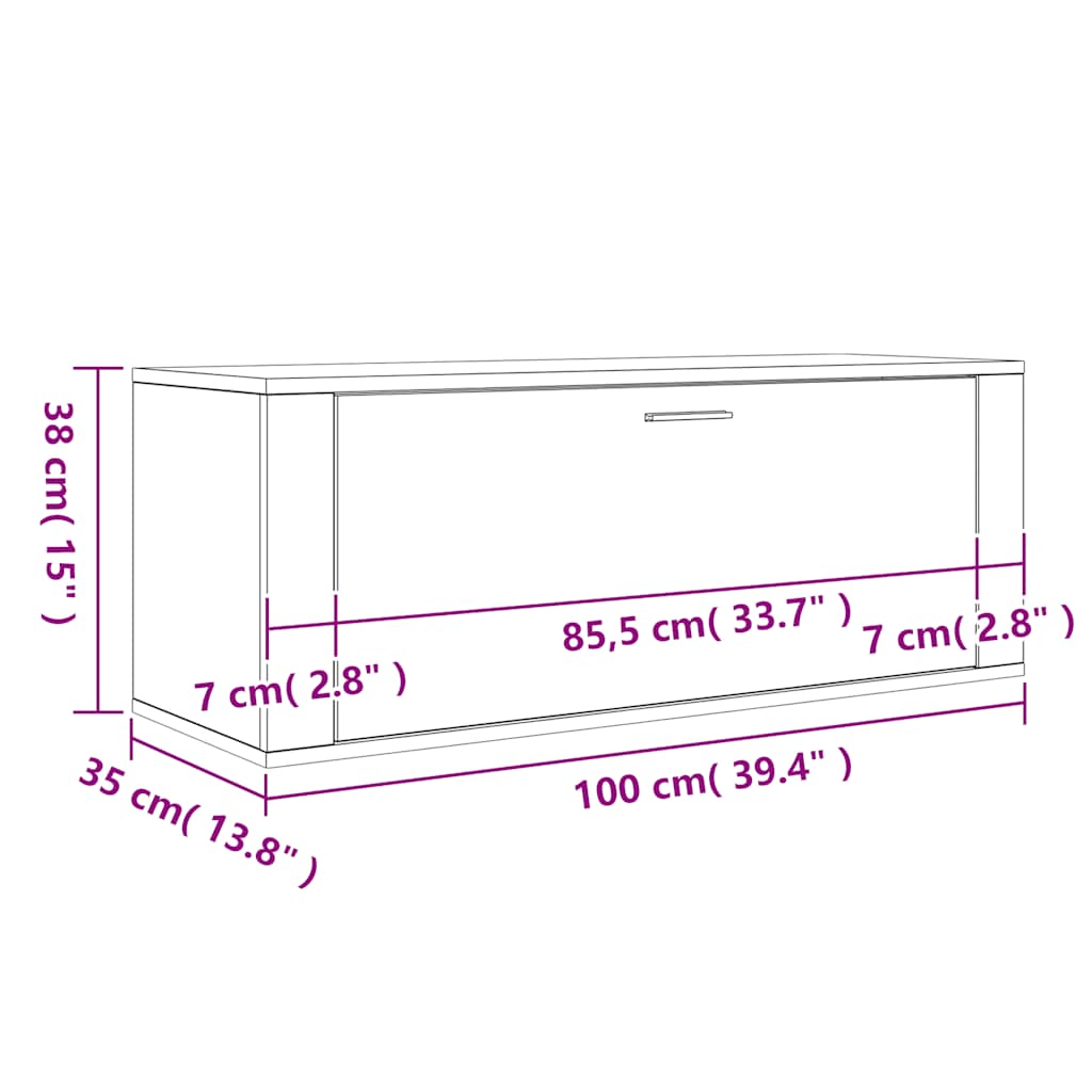 vidaXL Παπουτσοθήκη Επιτοίχια Sonoma Δρυς 100x35x38εκ Επεξ. Ξύλο