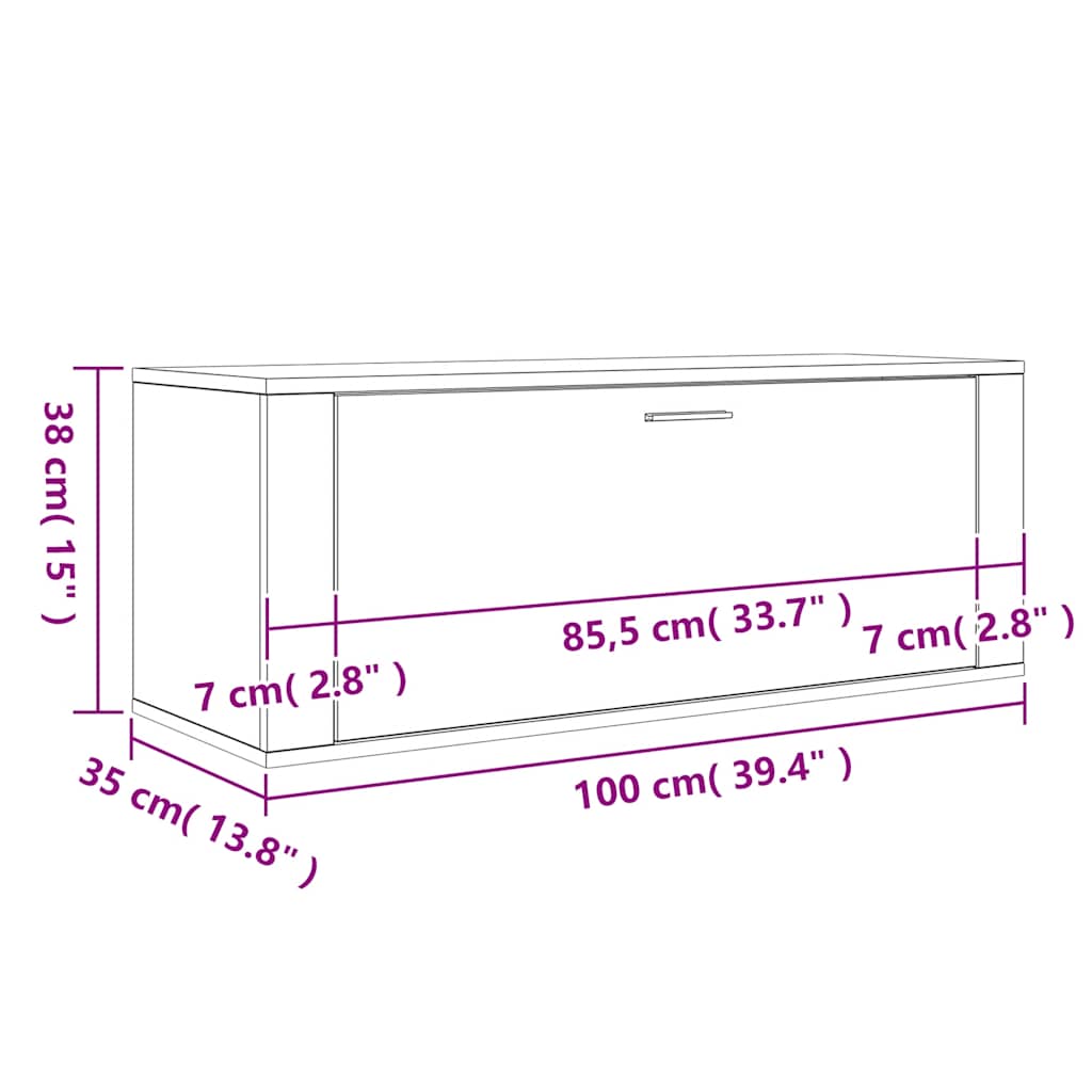 vidaXL Παπουτσοθήκη Επιτοίχια Καπνιστή Δρυς 100x35x38 εκ. Επεξ. Ξύλο