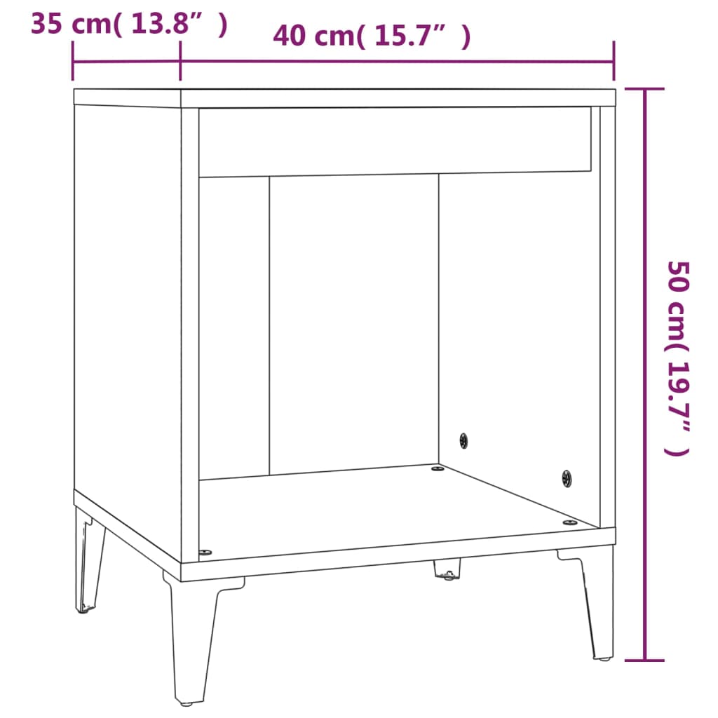 vidaXL Κομοδίνα 2 τεμ. Καφέ Δρυς 40 x 35 x 50 εκ.
