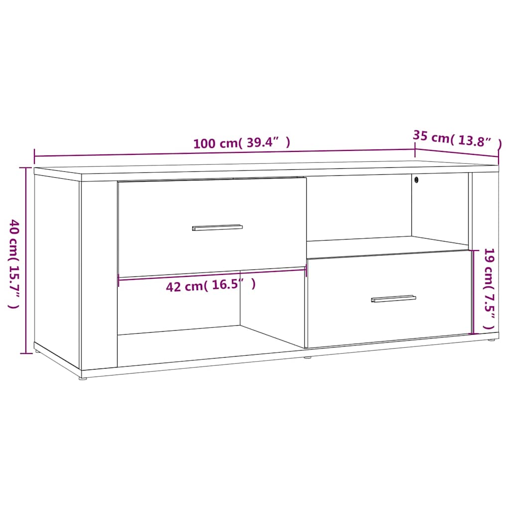 vidaXL Έπιπλο Τηλεόρασης Λευκό 100 x 35 x 40 εκ. Επεξ. Ξύλο