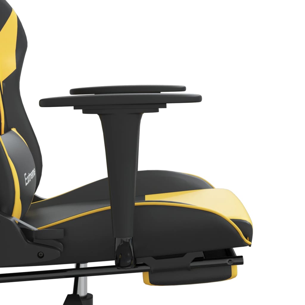 vidaXL Καρέκλα Gaming Μασάζ Υποπόδιο Μαύρο/Χρυσό από Συνθετικό Δέρμα