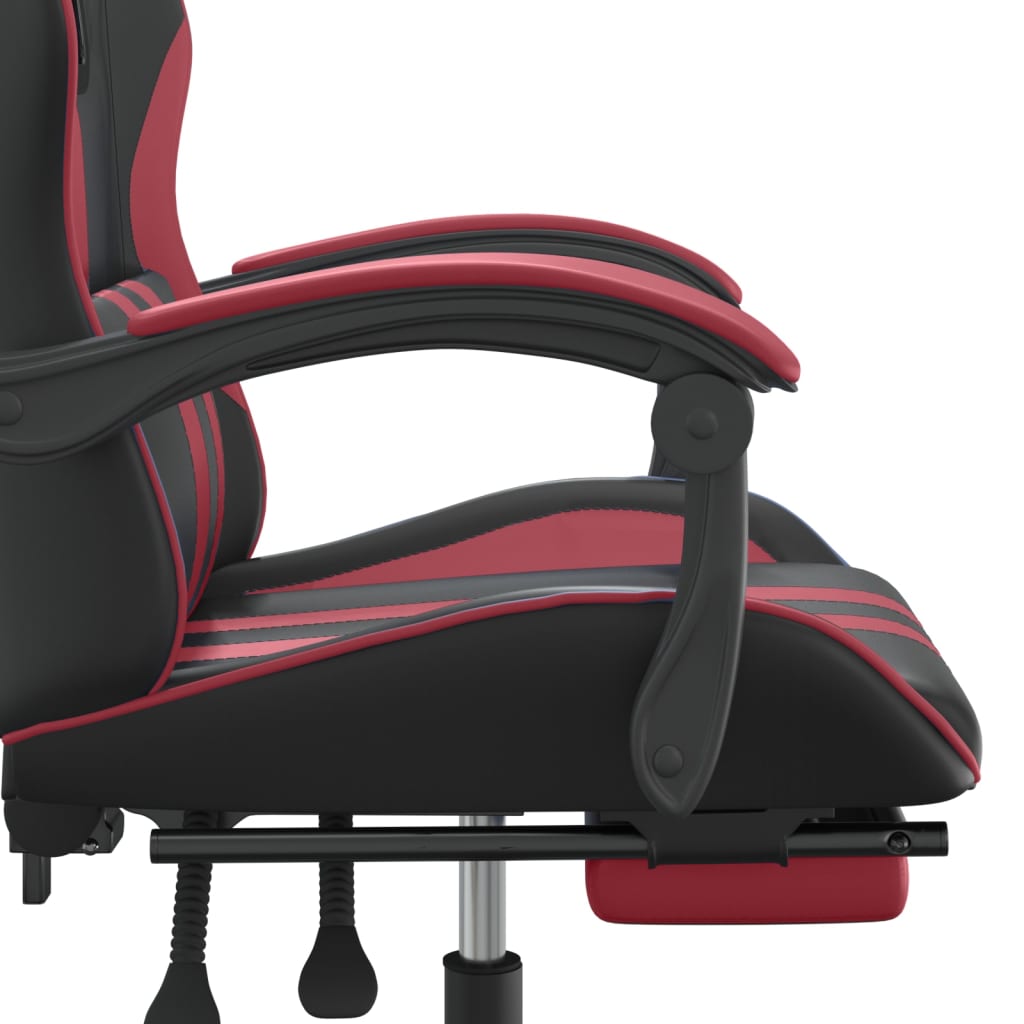 vidaXL Καρέκλα Gaming Μασάζ Υποπόδιο Μαύρο/Μπορντό από Συνθετικό Δέρμα