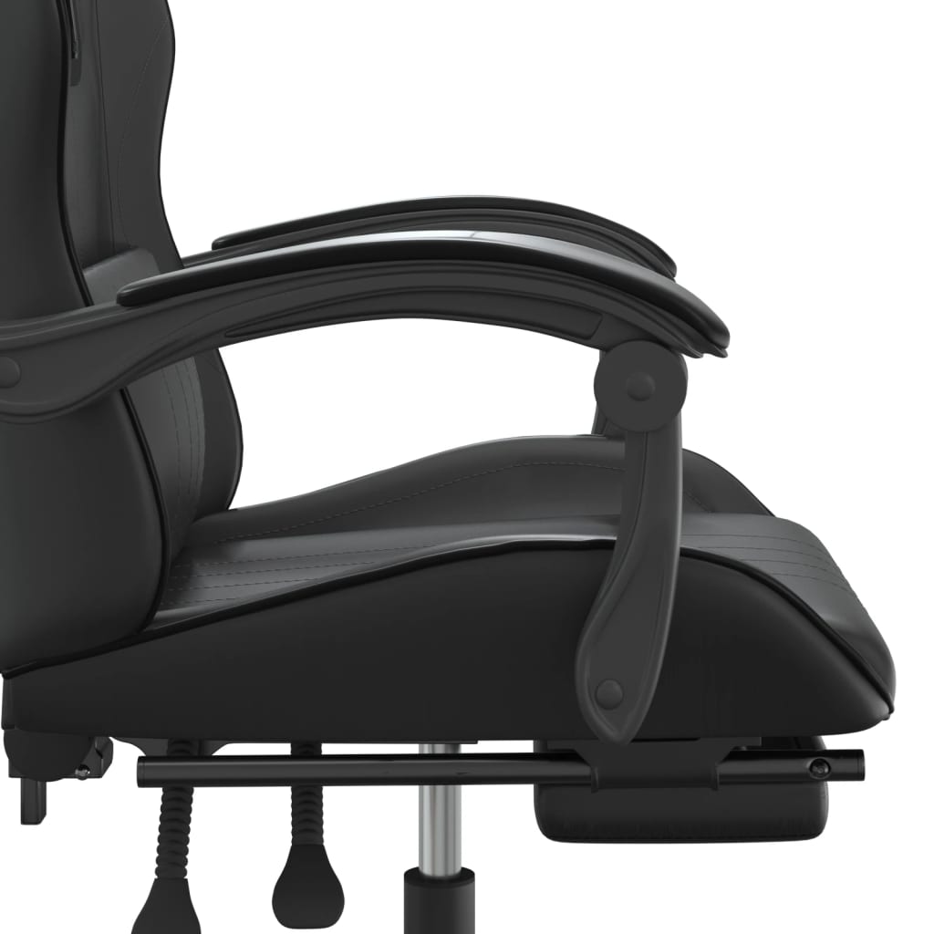 vidaXL Καρέκλα Gaming Μασάζ Υποπόδιο Μαύρο από Συνθετικό Δέρμα