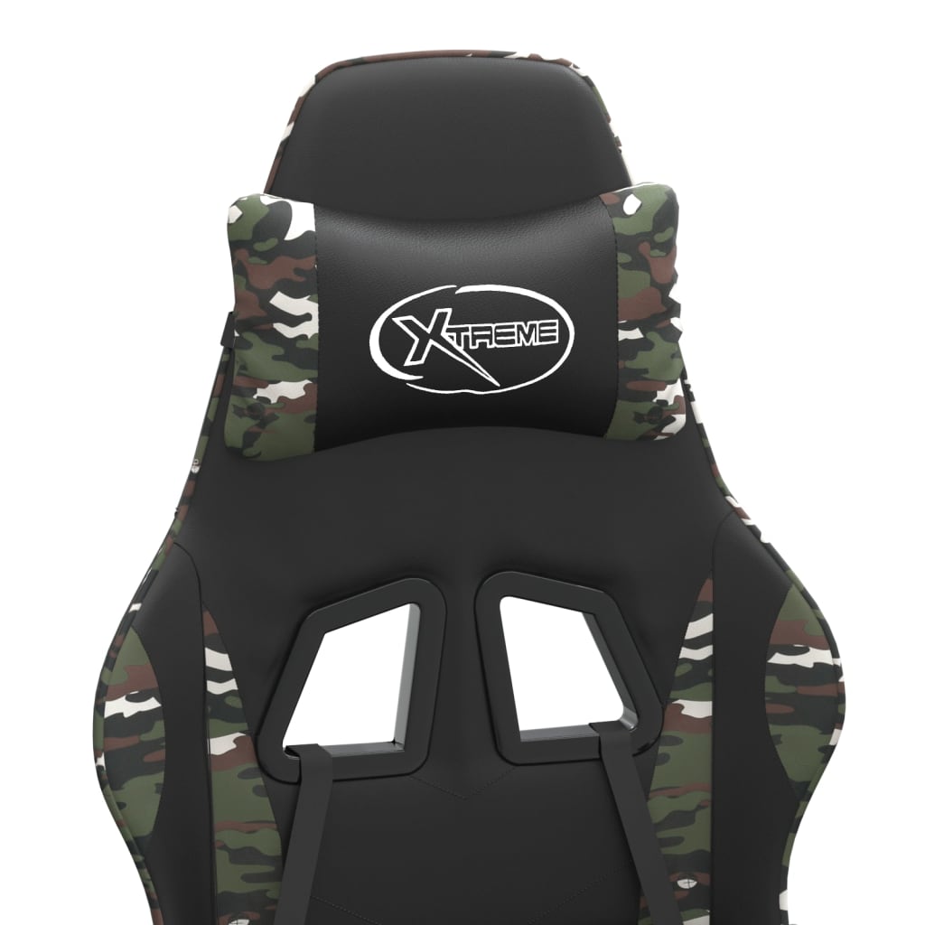 vidaXL Καρέκλα Gaming Μασάζ Υποπόδιο Μαύρο/Παραλλαγή Συνθετικό Δέρμα