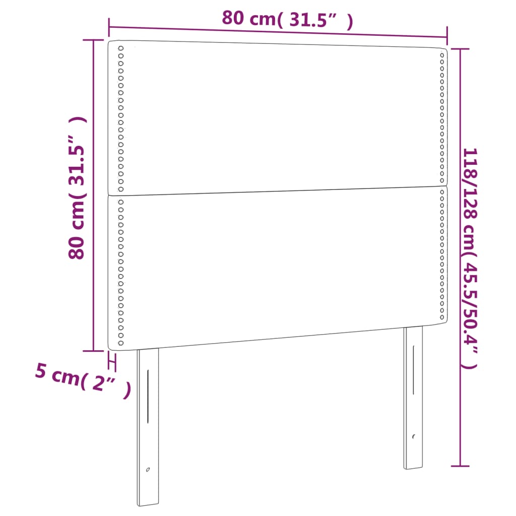 vidaXL Κεφαλάρια Κρεβατιού 2 τεμ. Σκ. Γκρι 80 x 5 x 78/88εκ. Βελούδινο