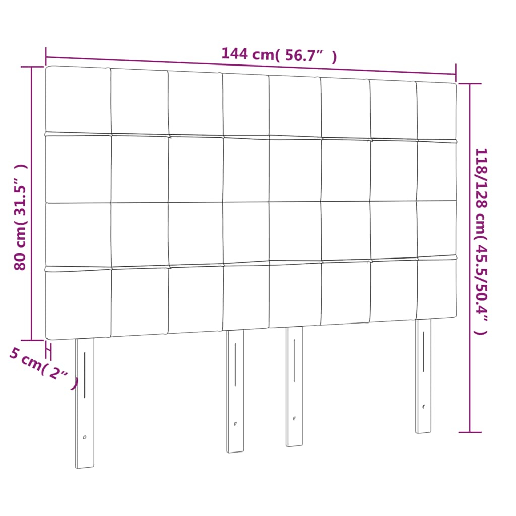 vidaXL Κεφαλάρι Κρεμ 144x5x118/128 εκ. Ύφασμα