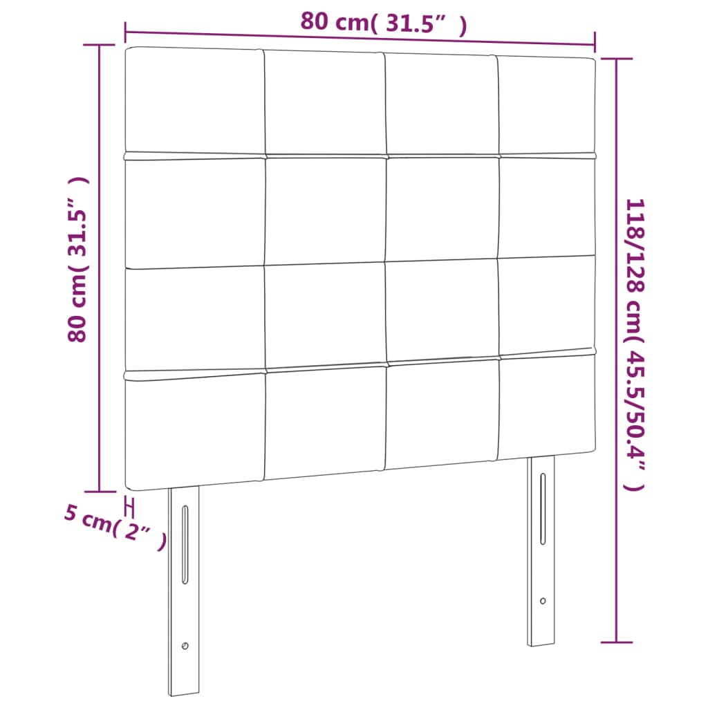 vidaXL Κεφαλάρια Κρεβατιού 2 τεμ. Σκ. Γκρι 80 x 5 x 78/88εκ. Βελούδινο