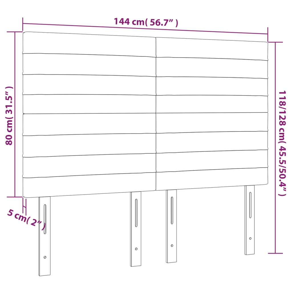 vidaXL Κεφαλάρι Μαύρο 144x5x118/128 εκ. Ύφασμα