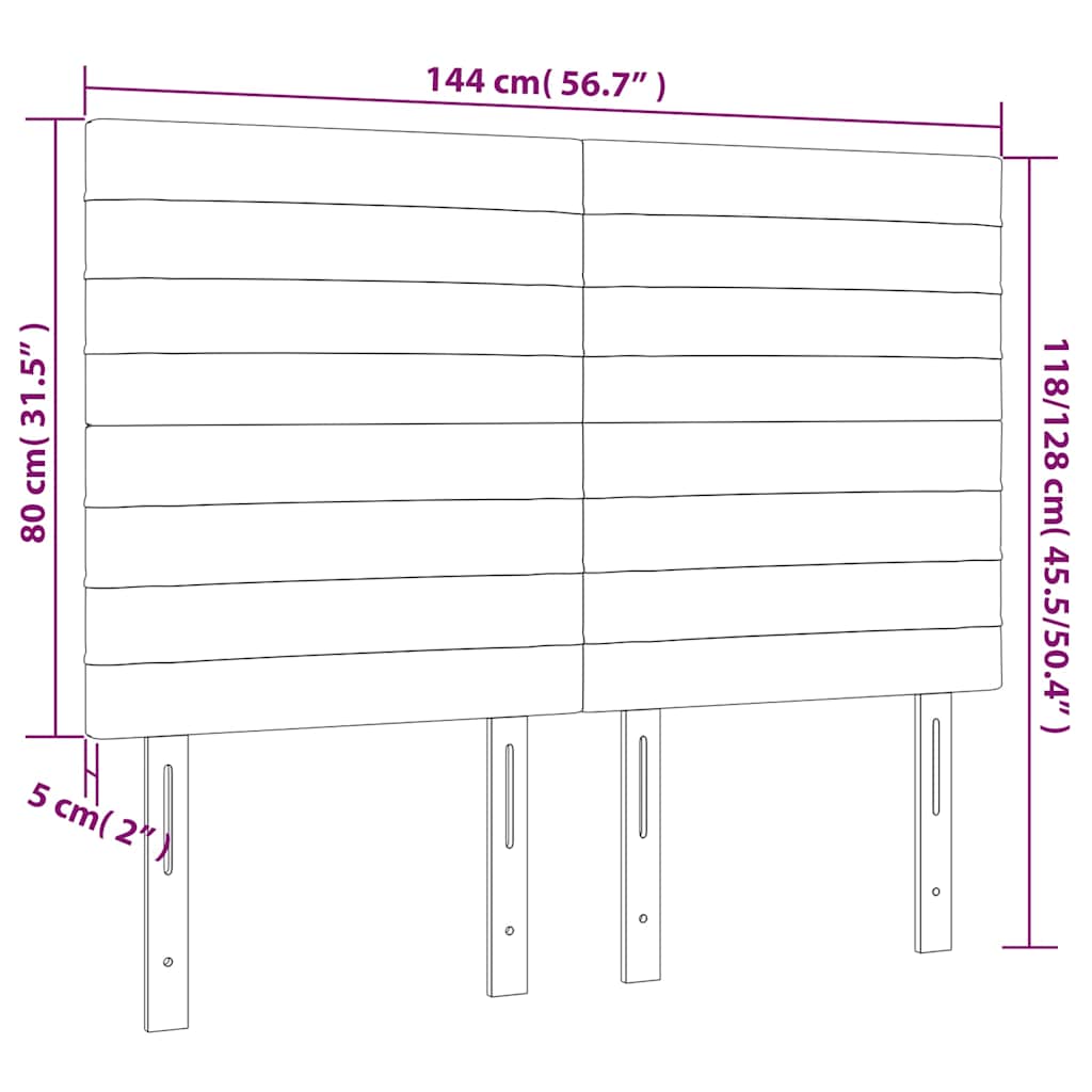 vidaXL Κεφαλάρι Κρεβατιού Σκούρο Καφέ 144x5x118/128 εκ. Ύφασμα