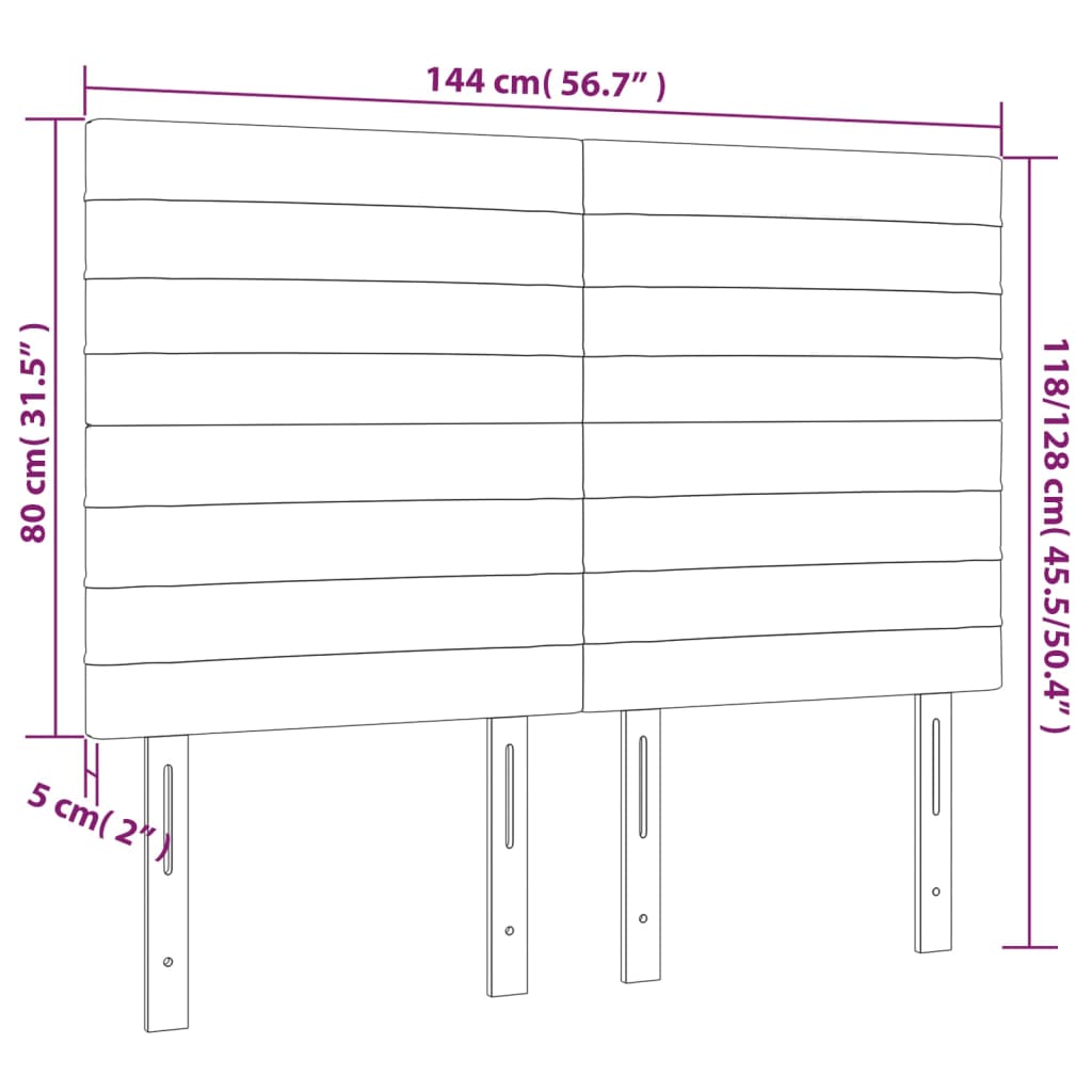 vidaXL Κεφαλάρι Κρεμ 144x5x118/128 εκ. Ύφασμα