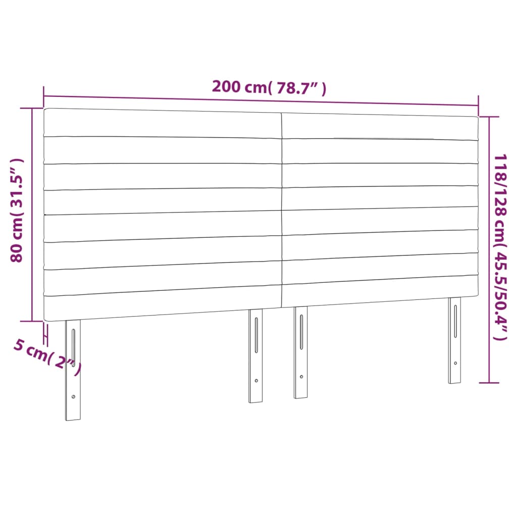 vidaXL Κεφαλάρι Κρεβατιού Μπεζ 200x5x118/128 εκ. Ύφασμα
