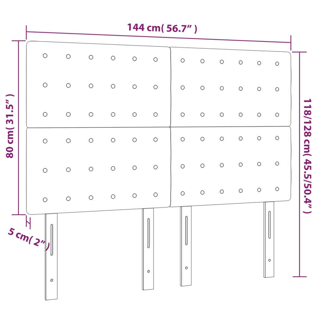 vidaXL Κεφαλάρι Κρεμ 144x5x118/128 εκ. Ύφασμα