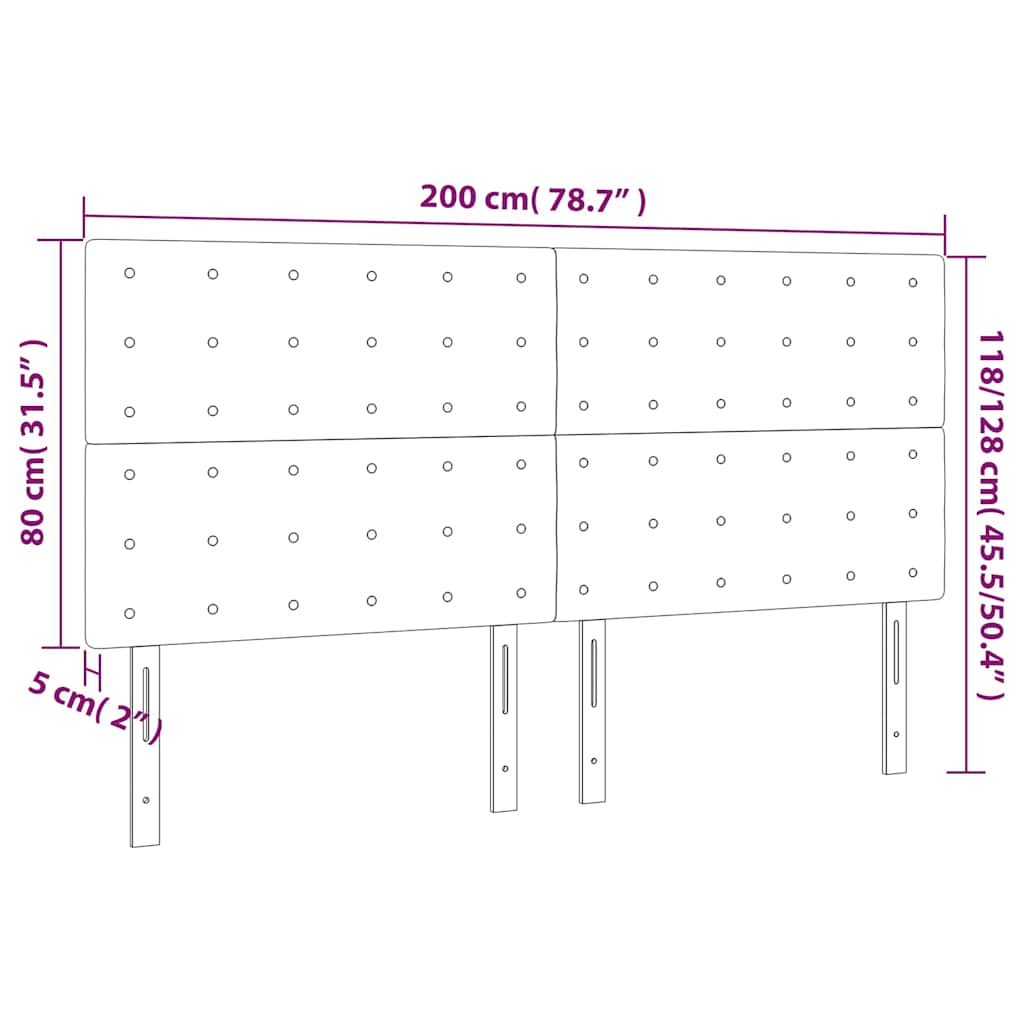 vidaXL Κεφαλάρι Κρεβατιού Σκούρο Καφέ 200x5x118/128 εκ. Ύφασμα