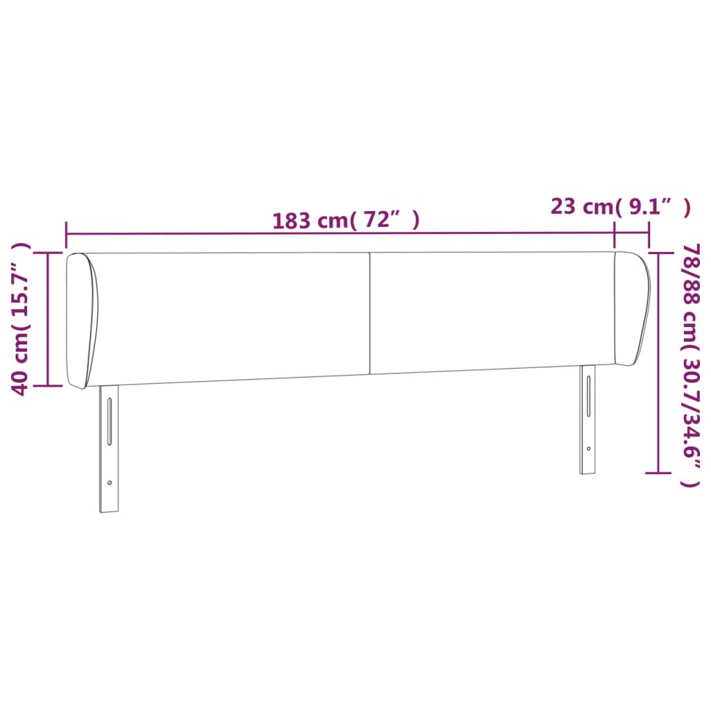 vidaXL Κεφαλάρι με Πτερύγια Σκούρο Καφέ 183x23x78/88 εκ. Υφασμάτινο