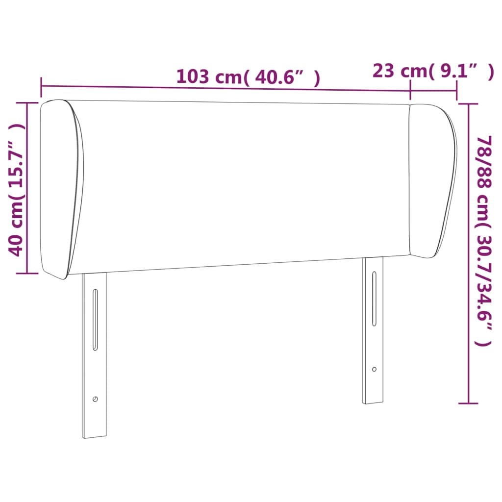 vidaXL Κεφαλάρι με Πτερύγια Ροζ 103x23x78/88 εκ. Βελούδινο