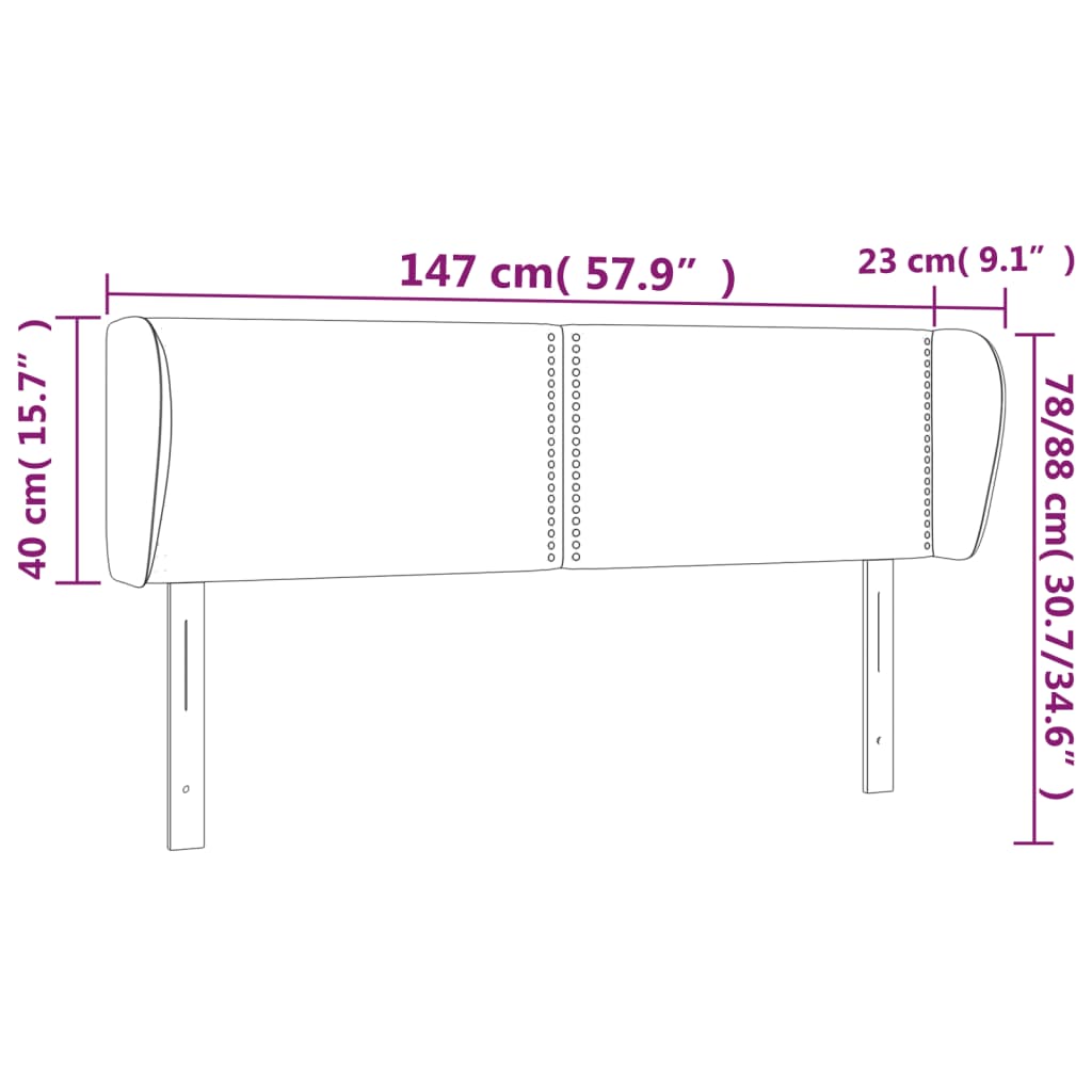 vidaXL Κεφαλάρι με Πτερύγια Μαύρο 147x23x78/88 εκ. Βελούδινο