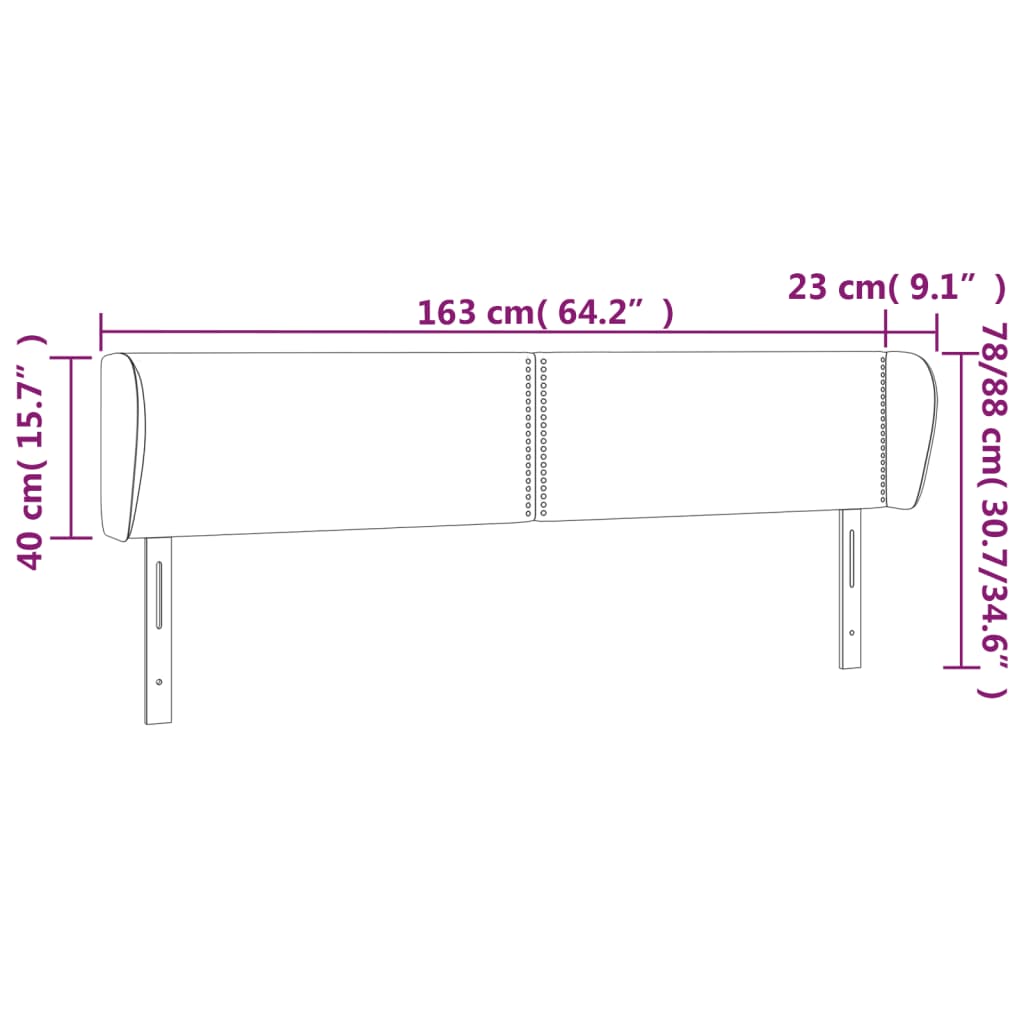 vidaXL Κεφαλάρι με Πτερύγια Σκούρο Μπλε 163x23x78/88 εκ. Βελούδινο