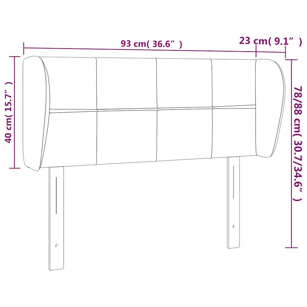 vidaXL Κεφαλάρι με Πτερύγια Σκούρο Μπλε 93x23x78/88 εκ. Βελούδινο