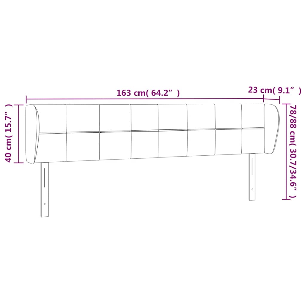 vidaXL Κεφαλάρι με Πτερύγια Σκούρο Μπλε 163x23x78/88 εκ. Βελούδινο