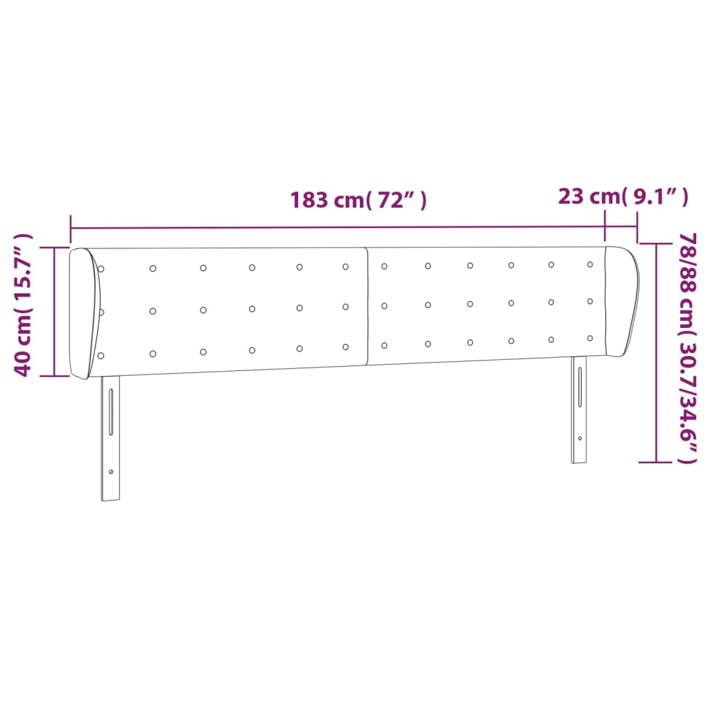vidaXL Κεφαλάρι με Πτερύγια Κρεμ 183x23x78/88 εκ. Συνθετικό Δέρμα