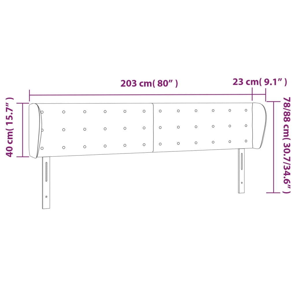 vidaXL Κεφαλάρι με Πτερύγια Γκρι 203x23x78/88 εκ. Συνθετικό Δέρμα